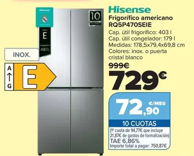 Hisense - Frigorifico Americano RQ5P470SEIE