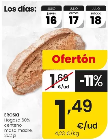 Eroski - Hogaza 60% Centeno Masa Madre
