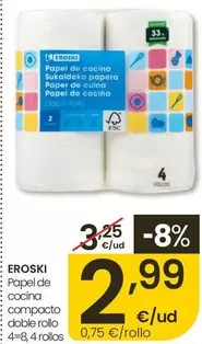 Eroski - Papel De Cocina Compacto Doble Rollo
