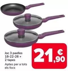 Joc 3 paelles 18-22-26 + 2 tapes