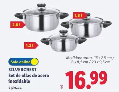 SilverCrest - Set De Ollas De Acero Inoxidable
