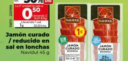 Navidul - Jamón Curado/Reducido En Sal En Lonchas