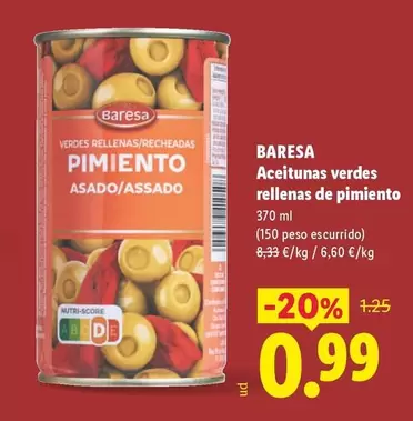 Baresa - Aceitunas Verdes Rellenas De Pimiento