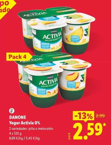 Danone - Yogur Activia 0%