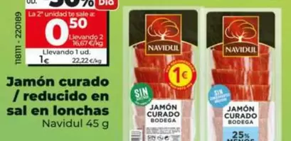 Navidul - Jamón Curado/Reducido En Sal En Lonchas