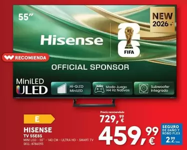 Hisense - TV Mini Led, 5", Utra HD, Smart 55E8S
