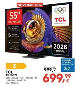 Tcl - TV SQD-MINLED, 55", 4K Ultra HD, Smart 55C7L