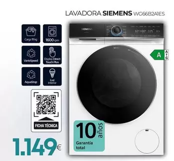 Siemens - Lavadora WG66B2A1ES