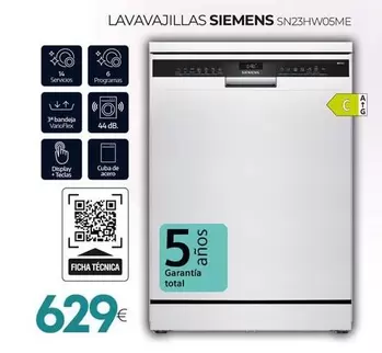 Siemens - Lavavajillas SN23HW05ME