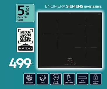 Siemens - Encimera EH631BJB6E