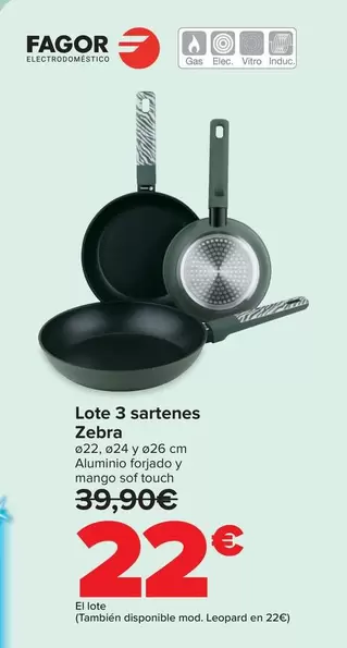 Fagor - Lote 3 Sartenes Zebra