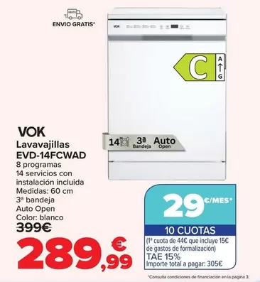 VOK - Lavavajillas EVD-14FCWAD
