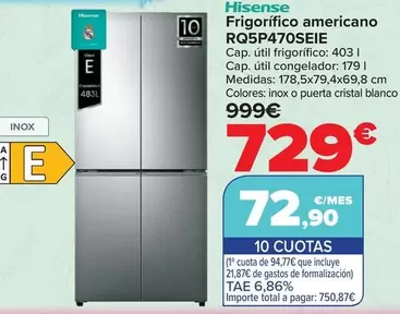 Hisense - Frigorifico Americano RQ5P470SEIE