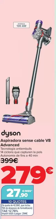 Dyson - Aspirador Sin Cable V8 Advanced
