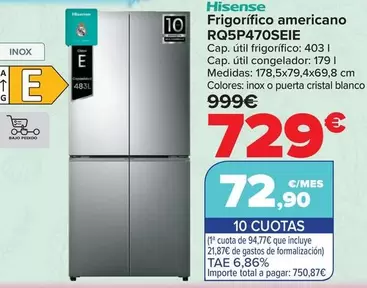 Hisense - Frigorífico Americano RQ5P470SEIE
