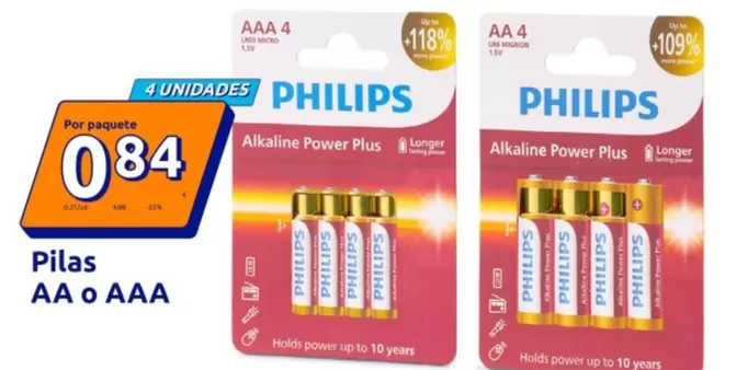 Philips - Pilas AA O AAA