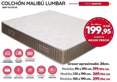 Colchón Malibú Lumbar Roll - 135x190x26cm