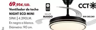 VENTILADOR TECHO NIGHT ECO MINI 20W 4290LM - BLANCO