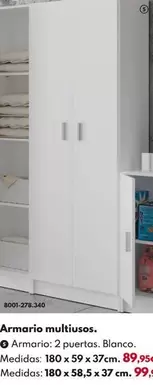 Armario Multiusos 2 Puertas Con Estantes Blanco - 180x59x37cm