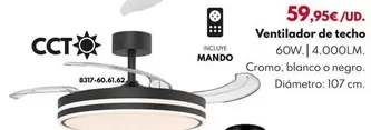 VENTILADOR TECHO 60W 4000LM CCT - BLANCO