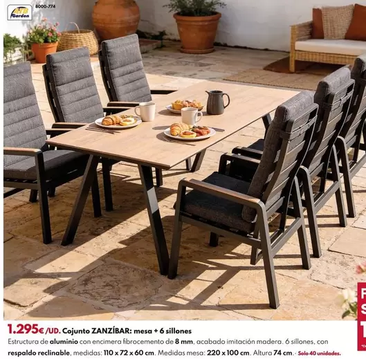Cojunto Zanzibar: Mesa + 6 Sillones