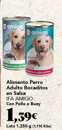 ifa amigo - Alimento Perro Adulto Bocaditos En Salsa Con Pollo O Buey