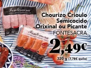 Fontesacra - Chourizo Crioulo Semicocido Orixinal Ou Picante