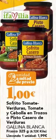 Gallina Blanca - Sofrito Tomate Verduras, Tomate Y Cebolla En Trozos O Pisto Casero De Verduras
