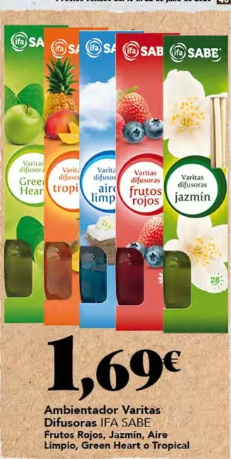 Ifa Sabe - Ambientador Frutos Rojos, Jazmin, Aire Limpio, Green Heart O Tropical