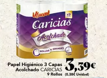 Caricias - Papel Higiénico 3 Capas Acolchado