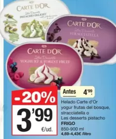 Frigo - Helado Carte D'Or Yogur Frutas Del Bosque, Stracciatella O Les Desserts Pistacho