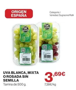 origen - Uva Blanca, Mixta O Rosada Sin Semilla