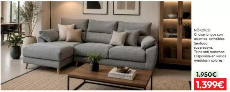 NÓRDICO Chaise Longue Con Asientos Extraibles