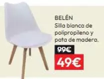 BELÉN Silla Blanca De Polipropileno Y Pata De Madera
