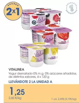 Vitalinea - Yogur Desnatado 0% M.g. 0% Azúcares Añadidos, De Distintos Sabores
