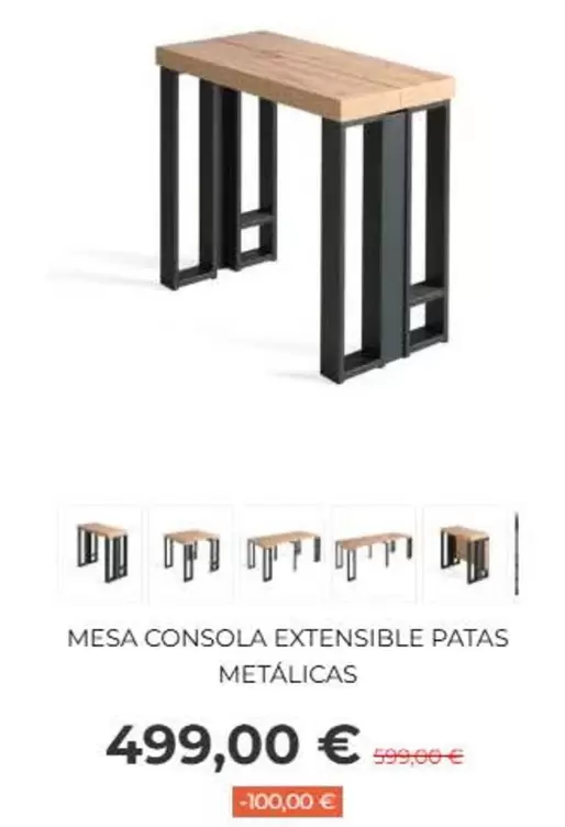Mesa Consola Extensible Patas Metálicas