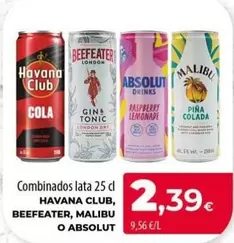 Havana Club/Beefeater/Malibu/Absolut - Combinados