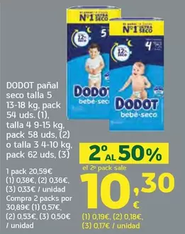 Dodot - Panal Seco Talla 5, Talla 4 O Talla 3