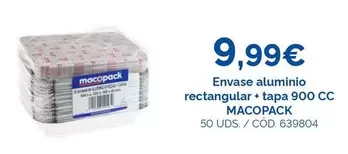 Macopack - Envase Aluminio Rectangular + Tapa 900 CC