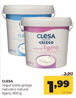 Clesa - Yogur Estilo Griego Natural O Natural Ligero