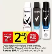 Rexona - Desodorante Invisible Antimanchas, Cobalt Dry Men O Invisible Ice Fresh Men