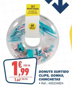 Donuts Surtido Clips, Gomas, Chinchetas