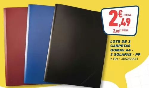Lote De 3 Carpetas Gomas A4