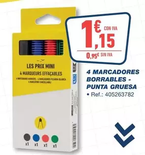 4 Marcadores Borrables Punta Gruesa