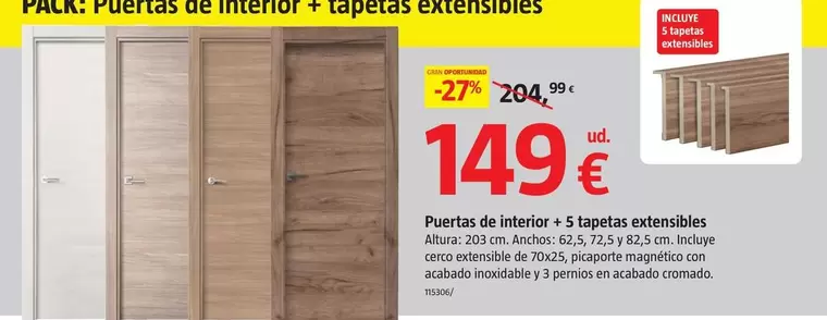 Puertas De Interior + 5 Tapetas Extensibles