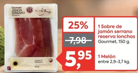 Gourmet - 1 Sobre De Jamon Serrano Reserva Lonchas