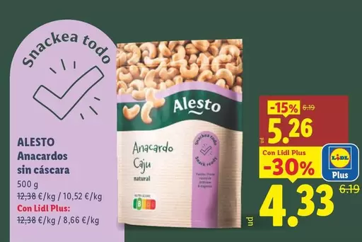 Alesto - Anacardos Sin Cáscara