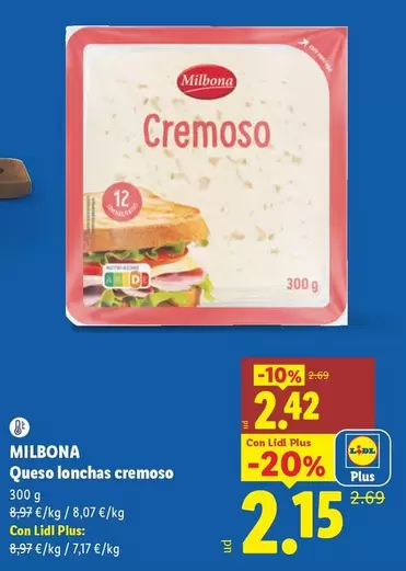 Milbona - Queso Lonchas Cremoso
