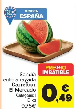 carrefour - Sandía entera rayada