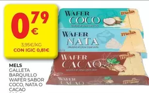 MELS - Galleta Barquillo Wafer Sabor Coco, Nata O Cacao